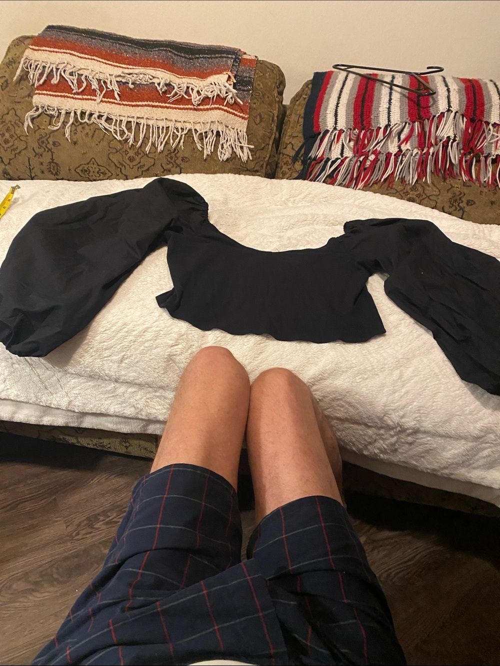 Abercrombie & Fitch Black Ribbed Top with cotton balloon sleeves